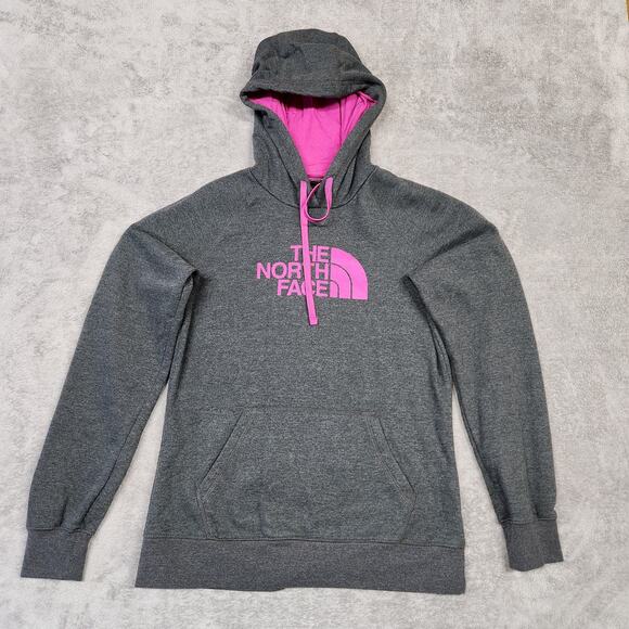 The North Face Avalon Hoodie Womens Large Gray Pink Center‎ Logo - Picture 1 of 5